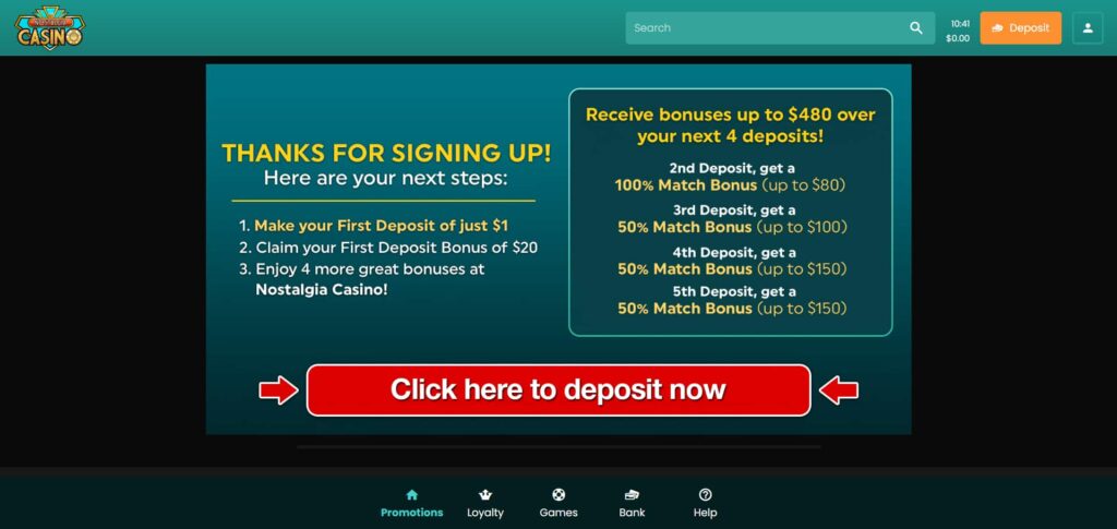 Bonus de bienvenue Nostalgia