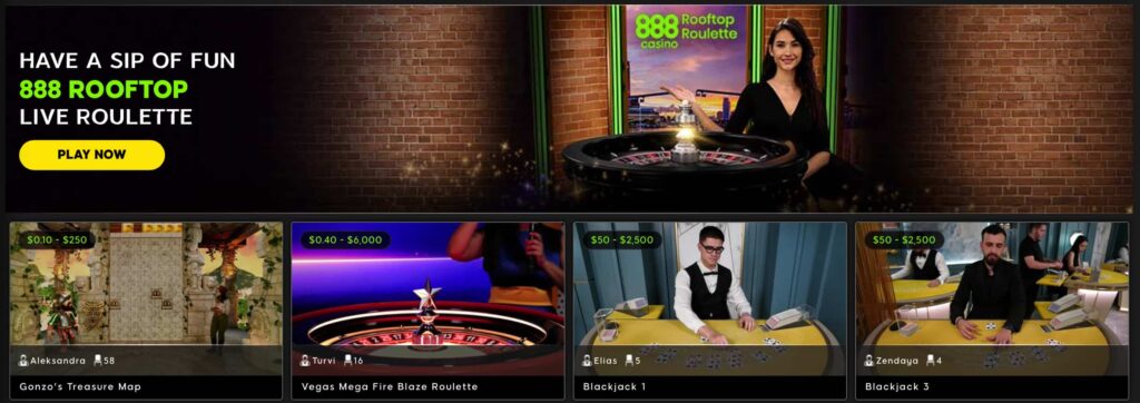 888 casino jeux avec croupier en direct