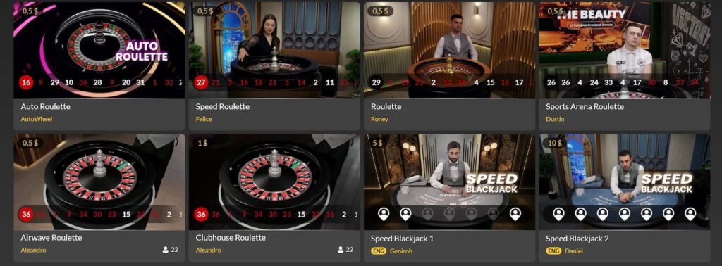 Jeux live au casino Captain Cooks