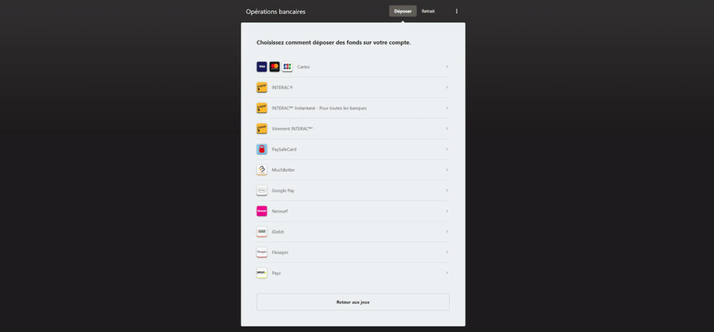 Méthodes de paiement populaires Golden Tiger